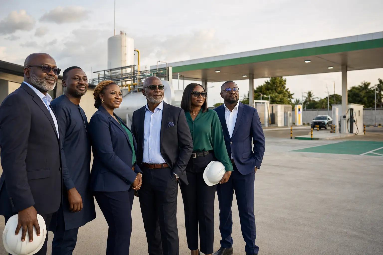 Nigerian infrastructure leaders at a clean-energy mobility facility